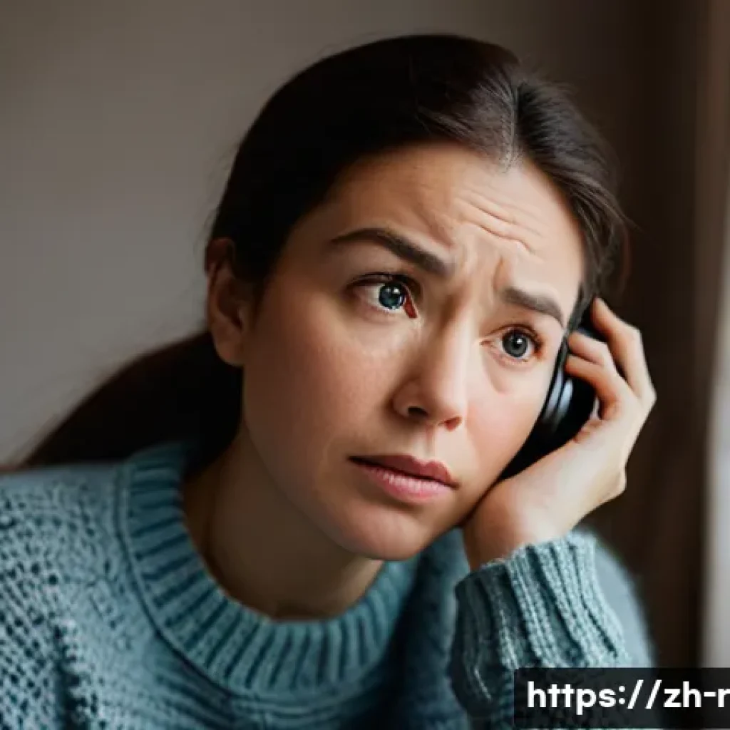 보이스 피싱 최신 동향 - **Prompt for AI Voice Scam Scenario:**
    A close-up portrait of a woman in her early 30s, sitting ...