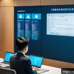 소셜 엔지니어링 실전 사례 - A professional office scene showing a cybersecurity expert conducting a phishing email simulation tr...