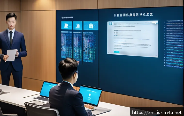 소셜 엔지니어링 실전 사례 - A professional office scene showing a cybersecurity expert conducting a phishing email simulation tr...